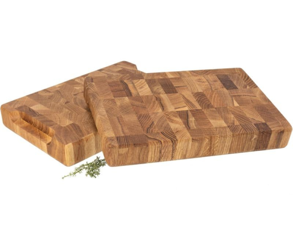 Stirnholz Hackblock aus Eiche | 35x25x4 cm mit Griffmulden