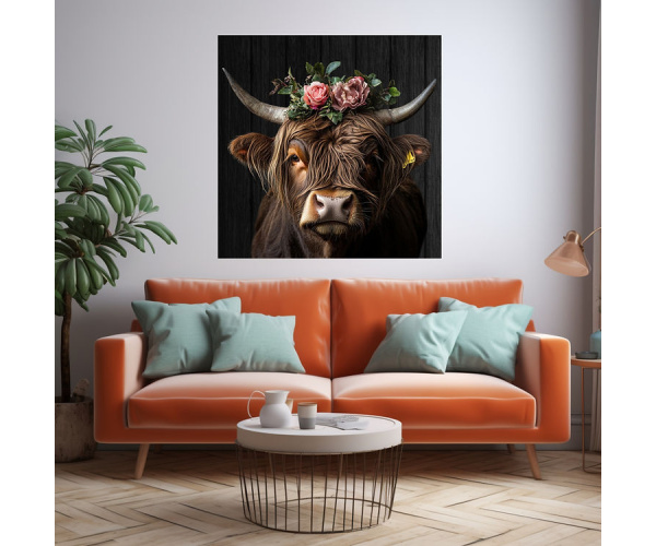 shadow wood art - Rindergang Jonny 60 x 60 cm Leinwand