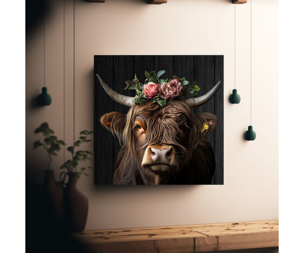 shadow wood art - Rindergang Jonny 60 x 60 cm Leinwand