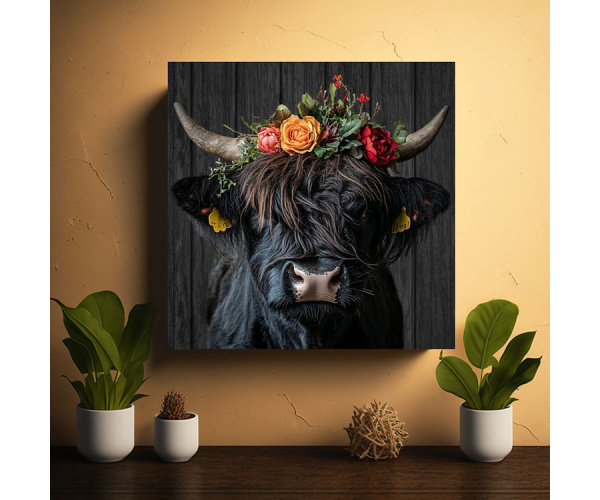 shadow wood art - Rindergang Jim 60 x 60 cm Leinwand