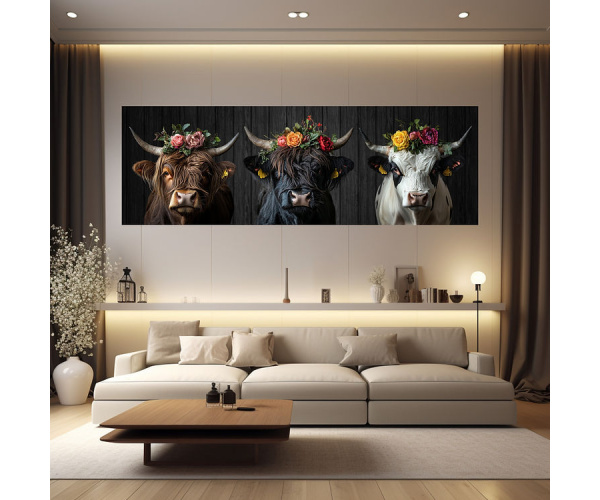 shadow wood art - Rindergang Panorama 180x60cm