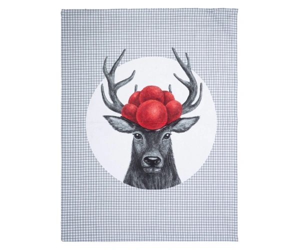Geschirrtuch Hirsch mit Bollenhut 70x50cm