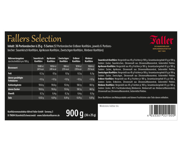 FALLER Konfitüre Kaffeehaus-Set 36x25g Set