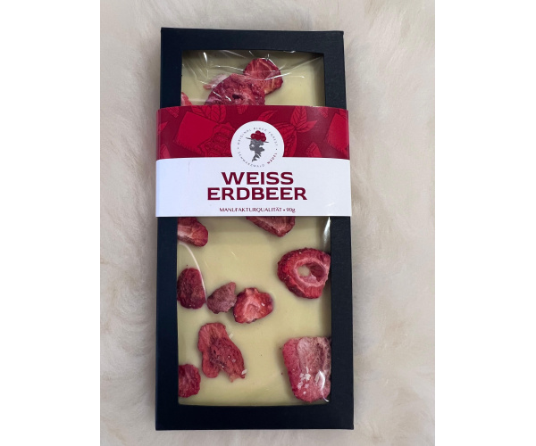 Topping-Schokolade - Weiß mit Erdbeere 90g - handgefertigt -