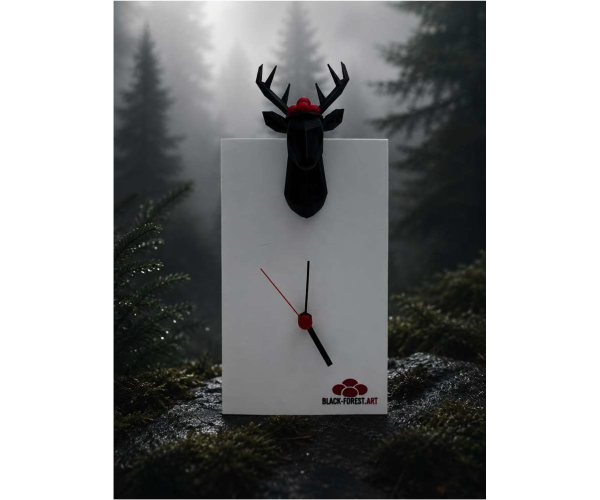 Hirsch mit Bollenhut Uhr 3D-Druck modern