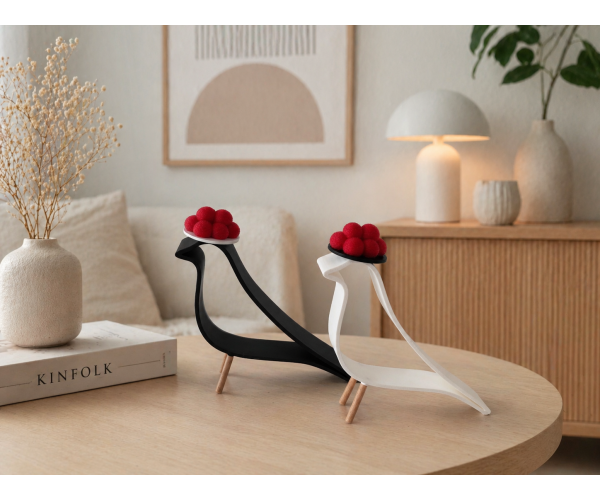 Aufsteller Bollenhut Vogel Schwarzwald weiß 3D-Druck
