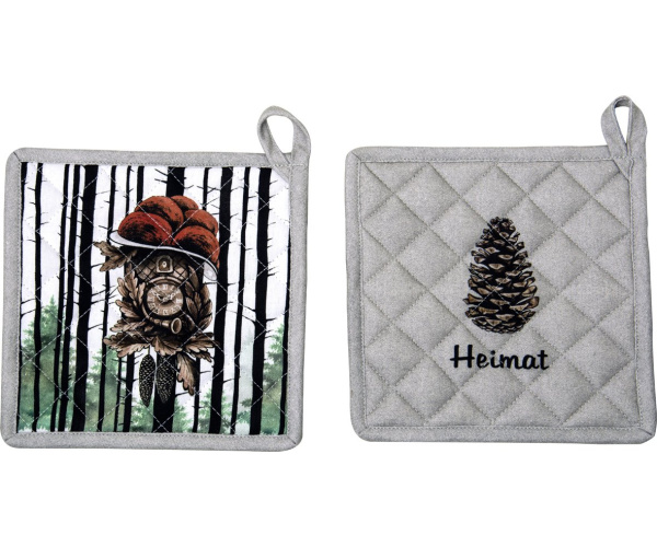 Topflappen "Schwarzwälder Kuckucksuhr" 20x20cm beidseitig bedruckt