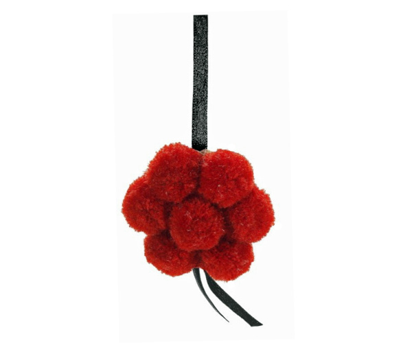 Bollenhut rot, schwarzes Hutband, ca. 6 cm Durchmesser