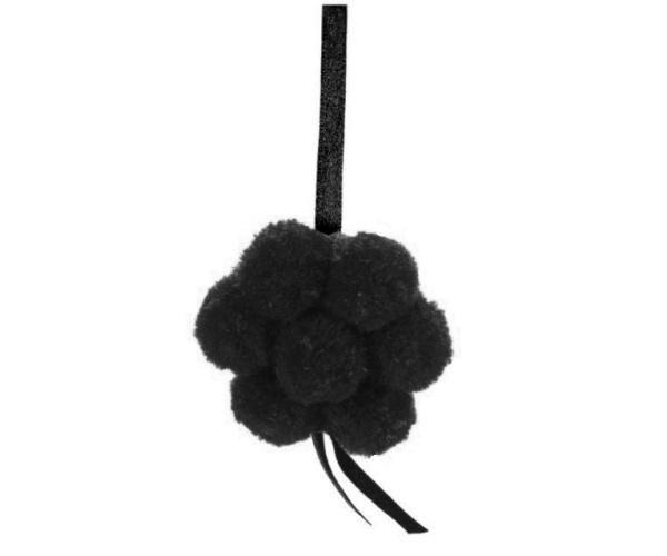 Bollenhut schwarz, mit Hutband, ca. 6 cm Durchmesser