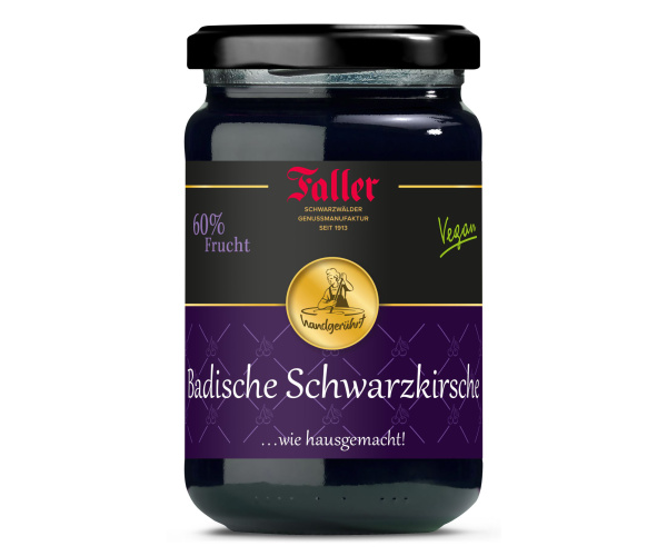 FALLER Schwarzkirsch-Konfitüre extra  330g, 60% Frucht