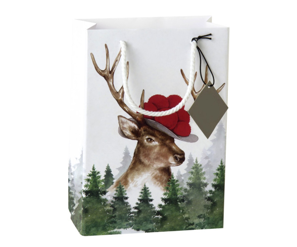 Geschenktasche Schwarzwald Hirsch mit Bollenhut