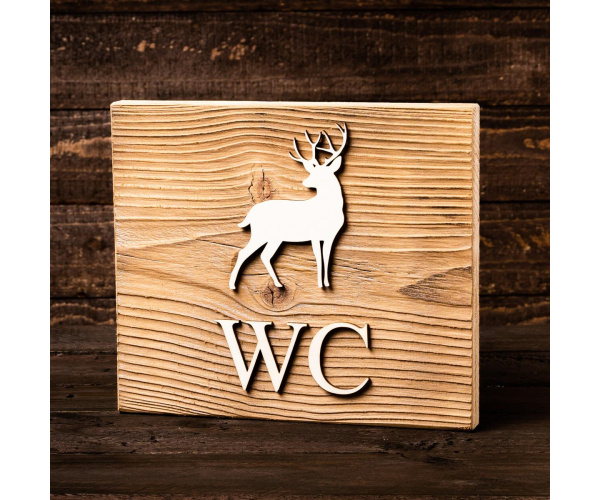 Altholz-Brett WC mit Hirsch Toilettenschild
