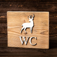 Altholz-Brett WC mit Hirsch Toilettenschild
