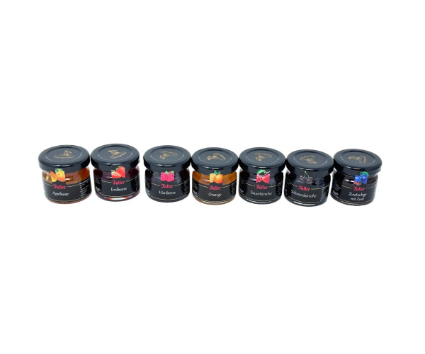 FALLER Konfitüre Geschenkset 7 Fruchtige Tage, 7 x 30g