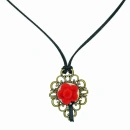 Schwarzwaldmädel Anhänger bronze Bollenhut rot,...