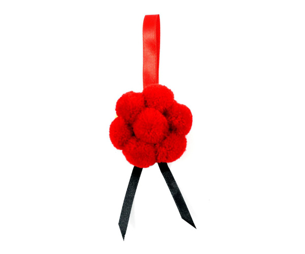 Bollenhut rot, schwarzes Hutband, ca. 5 cm Durchmesser