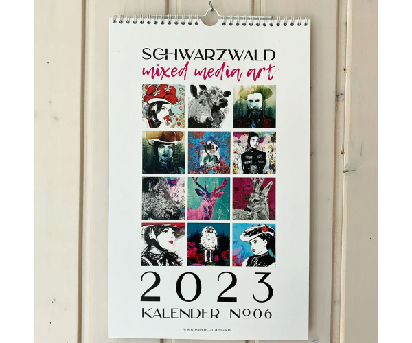 Schwarzwald Wandkalender 2023 mixed media art, 25 x 40 cm