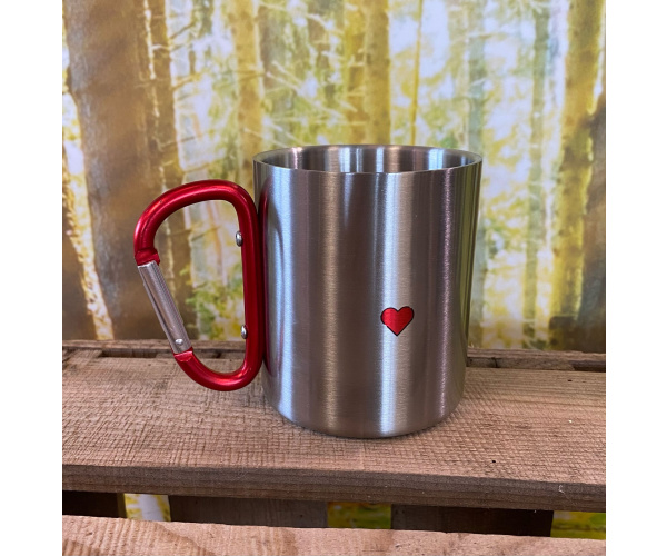 Edelstahltasse, individuell bedruckt, mit Karabiner