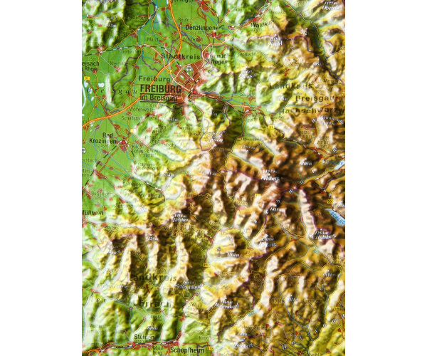 3D Reliefkarte Schwarzwald klein ohne Rahmen