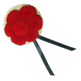 Bollenhut rot, schwarzes Hutband, ca. 8 cm Durchmesser